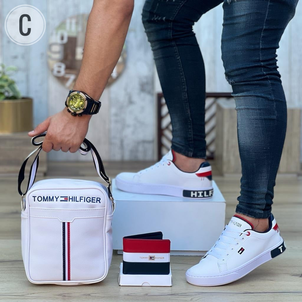 COMBO CABALLERO ZAPATOS + BOLSO+ BILLETERA TIPO TOMMY