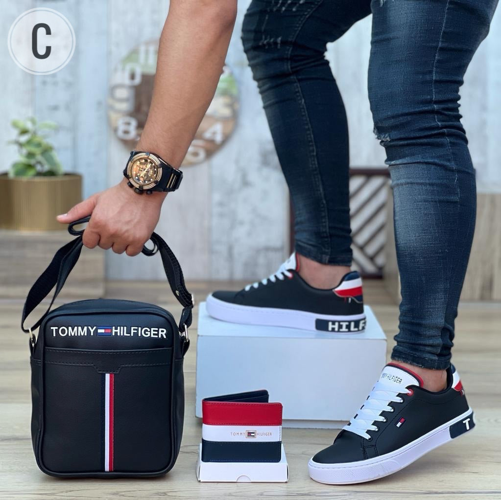 COMBO CABALLERO ZAPATOS + BOLSO+ BILLETERA TIPO TOMMY